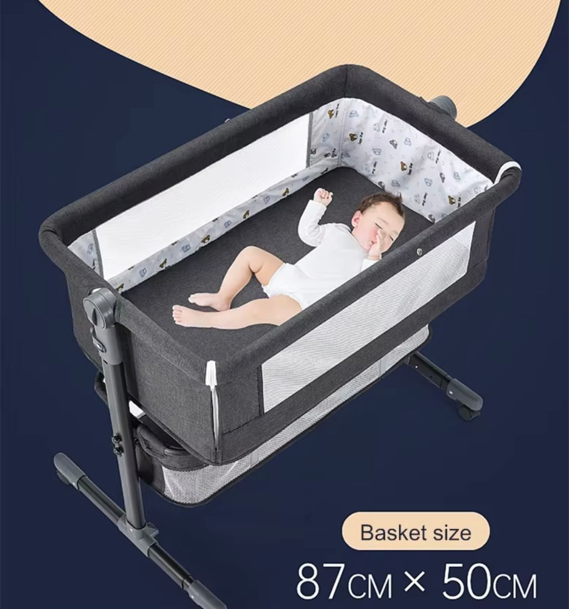Preorder - Lucca Baby Bassinet Cradle Co-Sleeper Bed with Canopy and Storage Basket