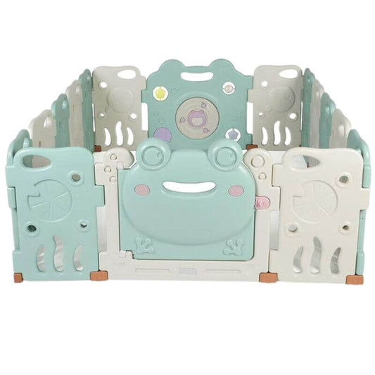 Luxurious Baby Playpen 14+2 Panels (Little Froggy-Green)