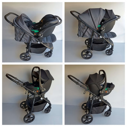 Pre-order Newborn Pram – Poplar Stroller with Carrycot, Reclining Car Seat and Rotating ISOFIX Base(Black) - image 8