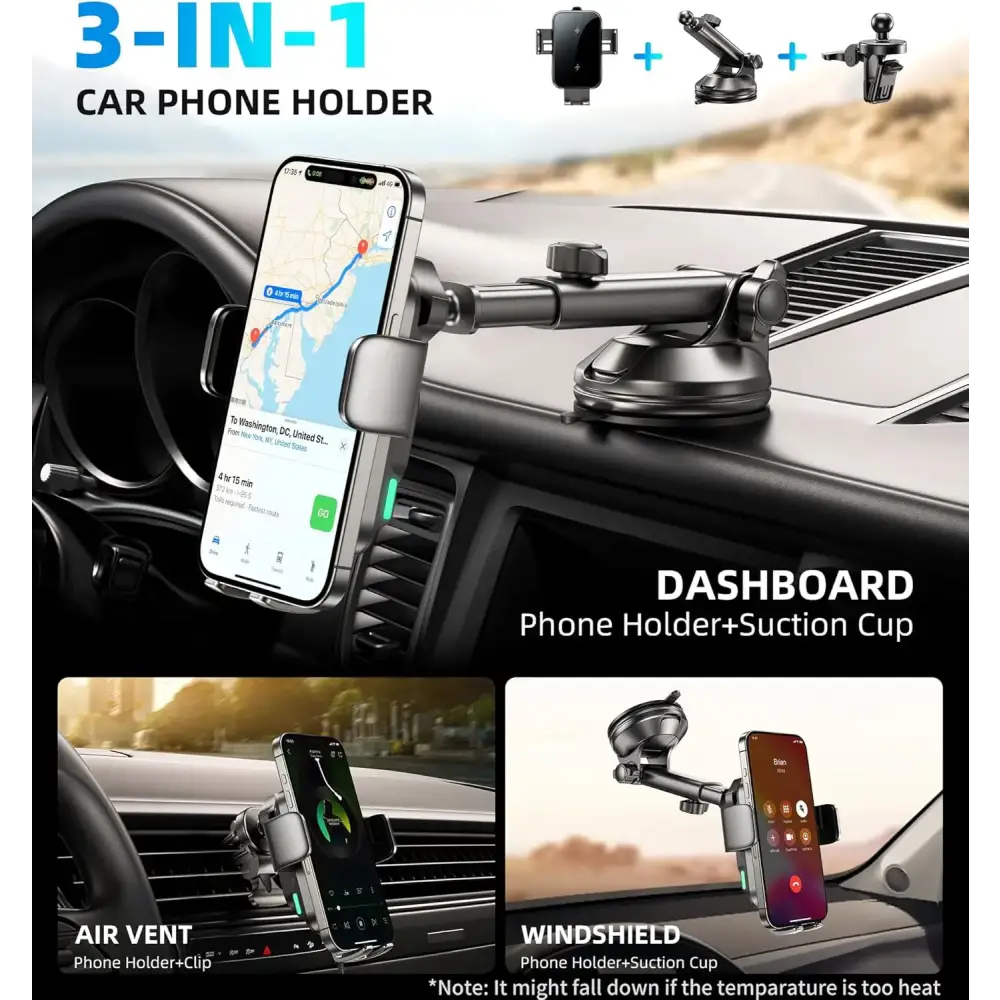 15W Wireless Car Charger Phone Holder