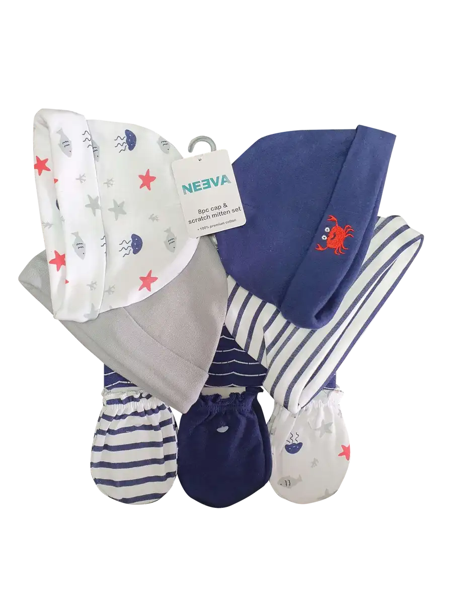 Neeva 8 Piece Hat & Mitten Set CRAB - Babyonline