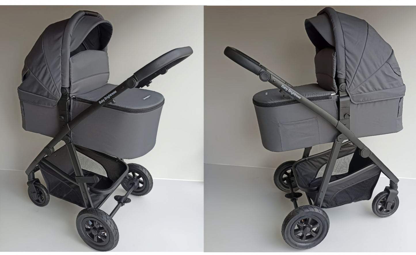 Newborn Pram – Palms 2+ Stroller with Carrycot, Car Seat and Rotating ISOFIX Base (Black)