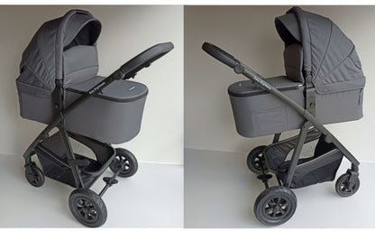 Newborn Pram – Palms 2+ Stroller with Carrycot, Car Seat and Rotating ISOFIX Base (Black)