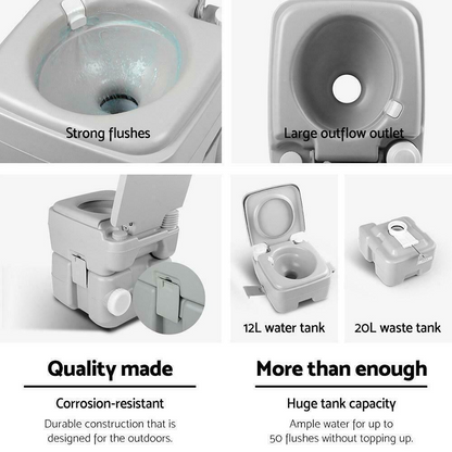 20L Outdoor Portable Toilet Camping Potty Caravan Travel Boating