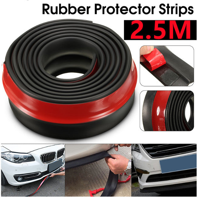 Car Front Bumper Lip Skirt Protector Splitter Body Spoiler Rubber Universal 2.5M - salelink.co.nz