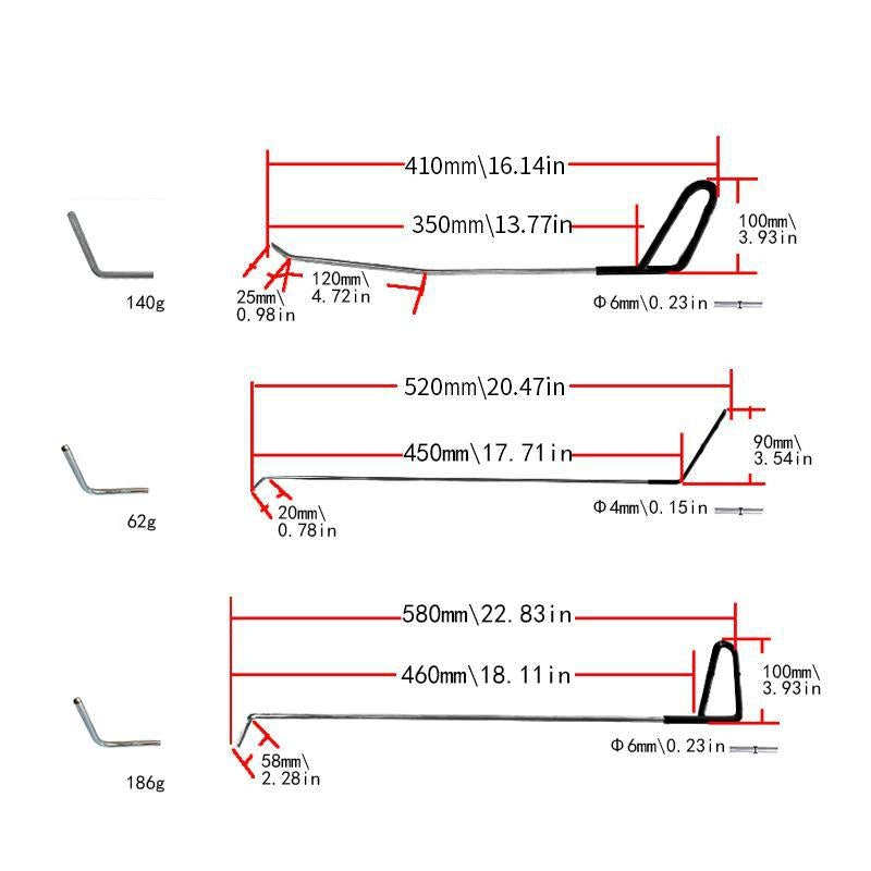 20pcs PDR Rods Crowbar Opening Tools