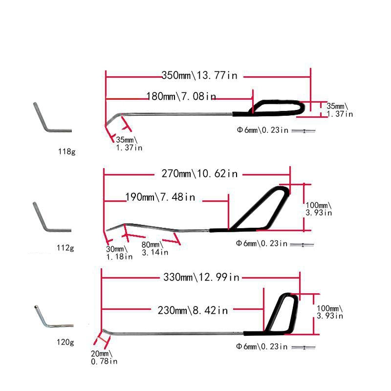 20pcs PDR Rods Crowbar Opening Tools