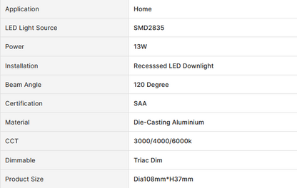 13W 1170 lumens ,Tri-Color Dimmable LED Downlight, Dia 108mm - salelink.co.nz