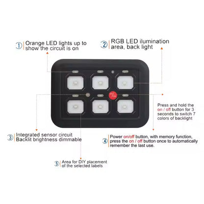 6 Gang Rocker Switch Panel