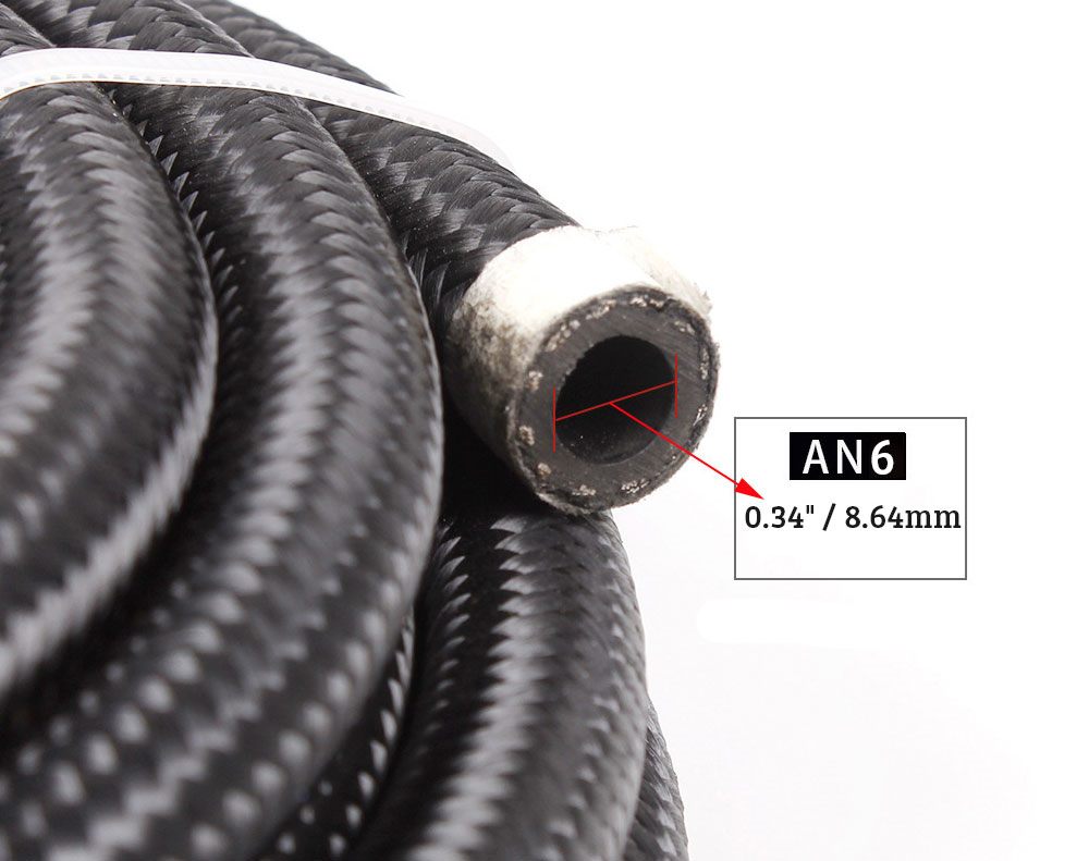 5M AN6-6AN Nylon Steel Braided Oil Fuel Line W/ Fitting Hose End Adapter Kit - salelink.co.nz