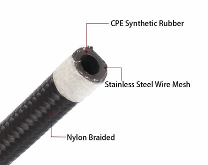 5M AN6-6AN Nylon Steel Braided Oil Fuel Line W/ Fitting Hose End Adapter Kit - salelink.co.nz