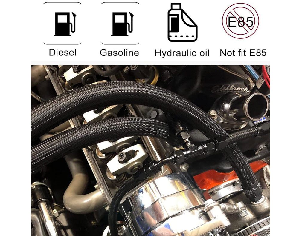 5M AN6-6AN Nylon Steel Braided Oil Fuel Line W/ Fitting Hose End Adapter Kit - salelink.co.nz