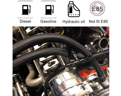 5M AN6-6AN Nylon Steel Braided Oil Fuel Line W/ Fitting Hose End Adapter Kit - salelink.co.nz