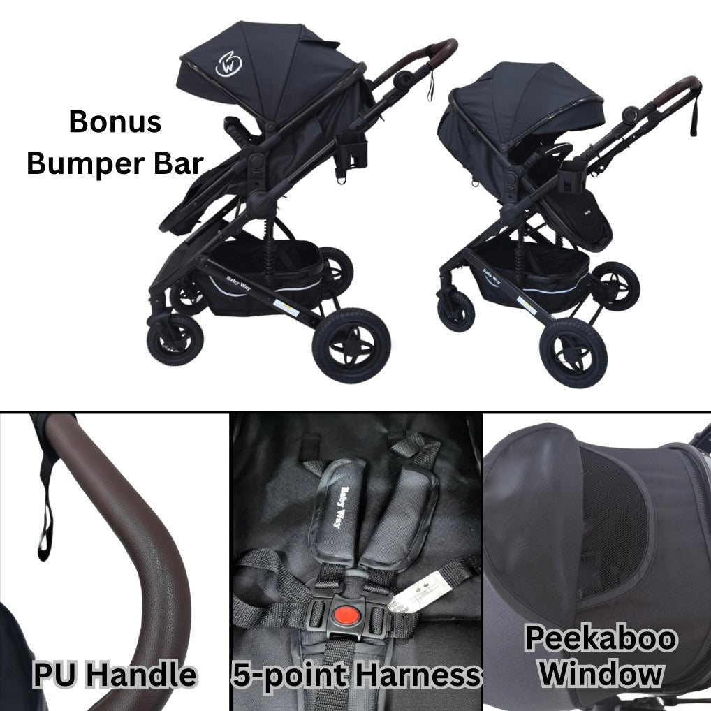 Preorder - Evolve - 3 in 1 Stroller + Bassinet + i-Size Capsule Car Seat Travel System with Mattress + GREY SKIN