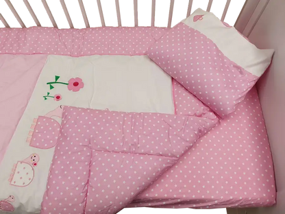 Sleep Tight Cot Bedding Set PINK TURTLE - Babyonline