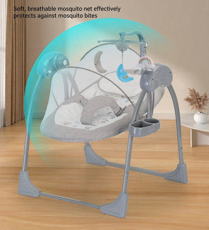 Preorder - Serena Electric Baby Swing Rocker Grey with Toys, Cup Holder, Canopy and Music