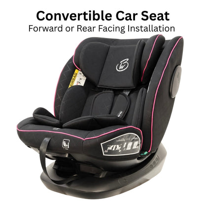 Preorder - SafeSwitch Pink Convertible Car Seat with Recline and Adjustable Headrest