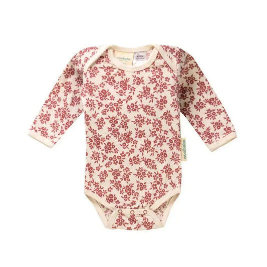 Woolbabe Long Sleeve Bodysuit - Rose Manuka - Babyonline