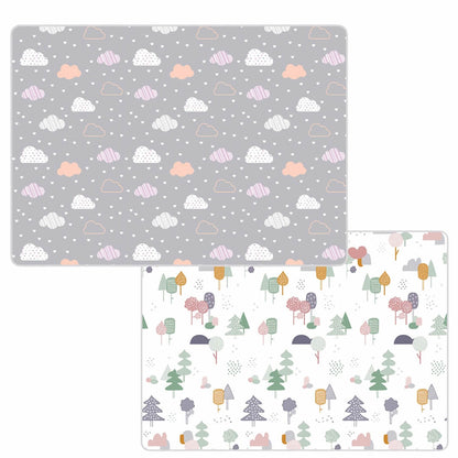 200x1800x1 cm Foldable Baby Playmat with Carry Bag - Cloud & Tree Double Sides-B