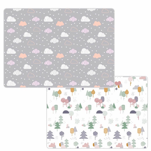 200x1800x1 cm Foldable Baby Playmat with Carry Bag - Cloud & Tree Double Sides-B