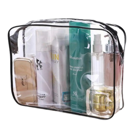 Waterproof Transparent Cosmetic Bag with Zip (3 sizes available)