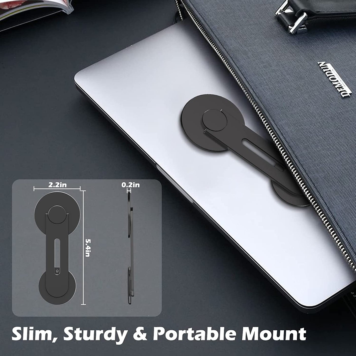 Magnetic Laptop Phone Holder - black