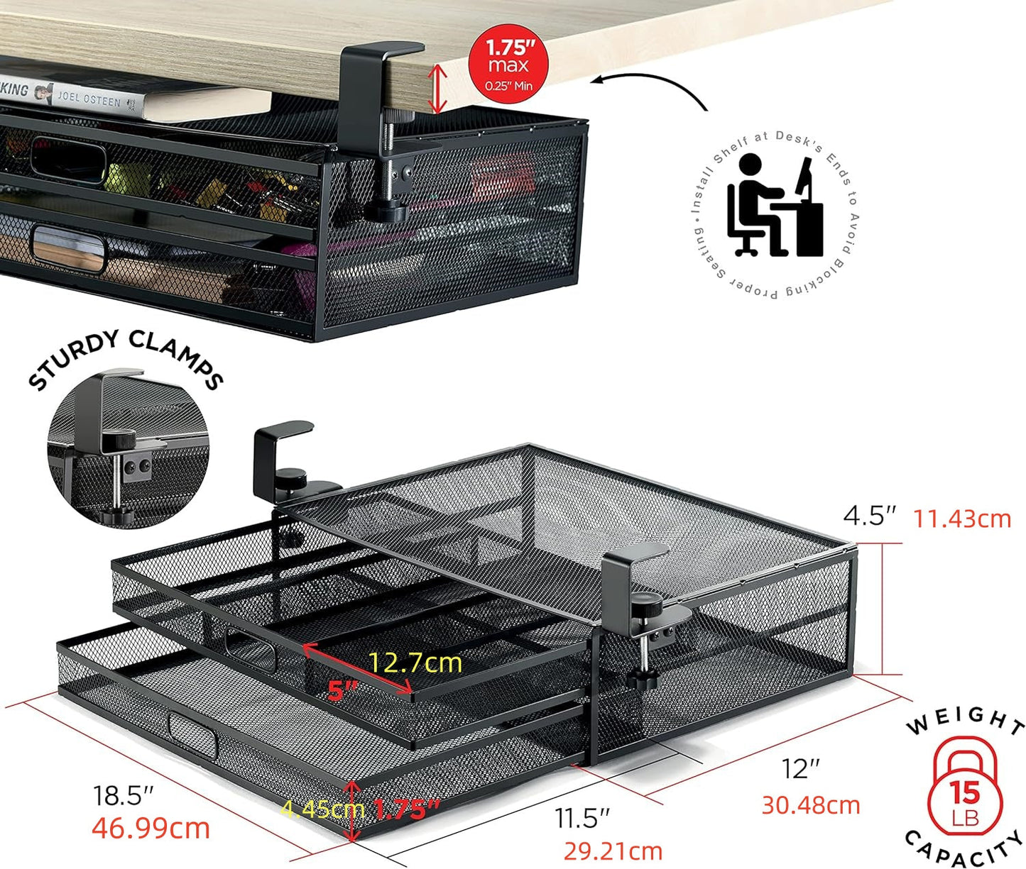 Under Desk Drawer Organizer