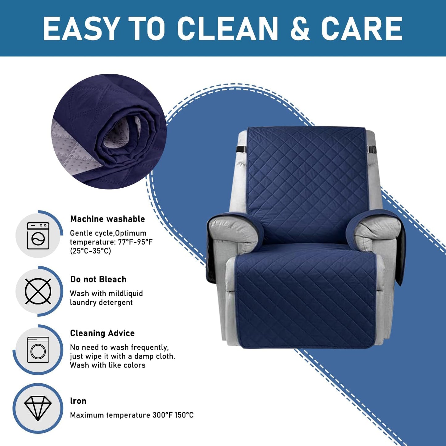 Recliner Sofa Chair Cover Black-L