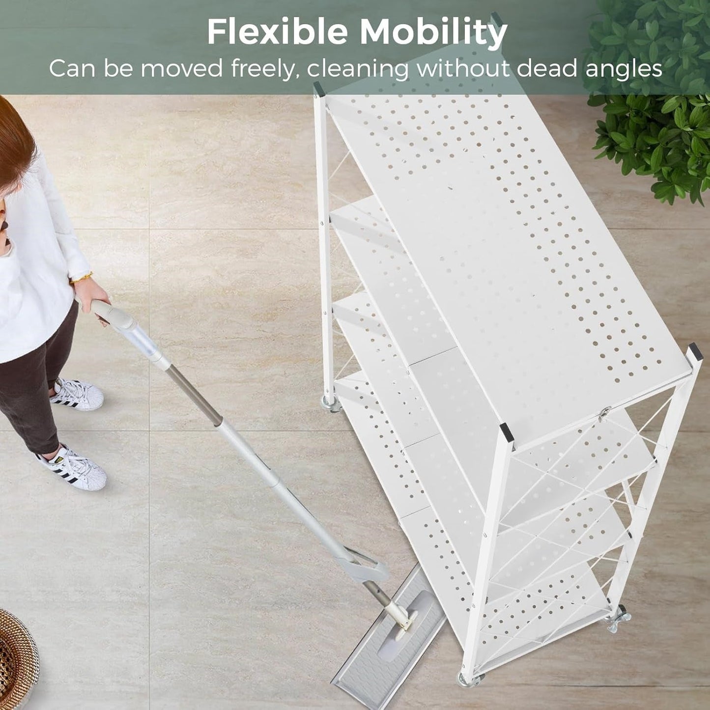 Folding Shelving Rack White-4-Tier