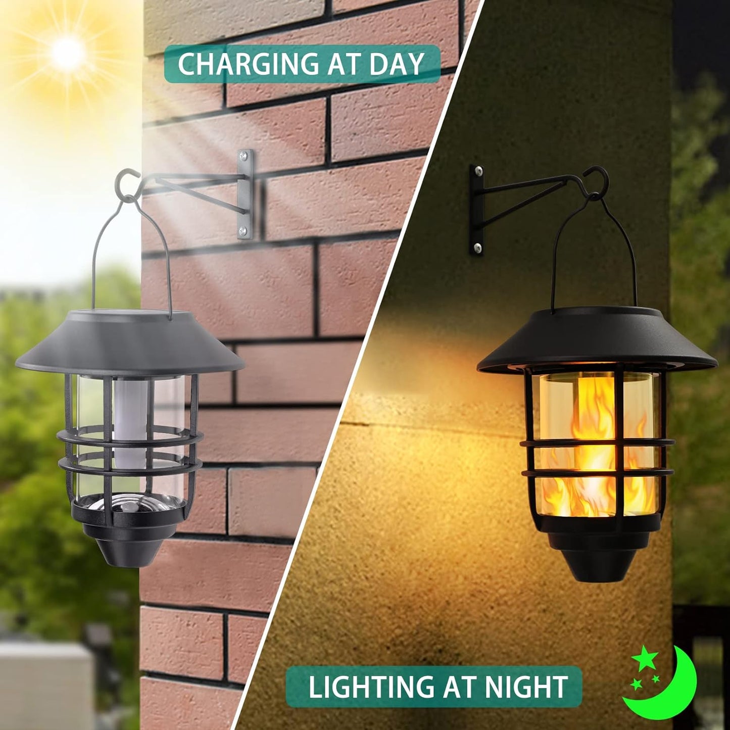 2Pcs Solar Outdoor Hanging Lantern