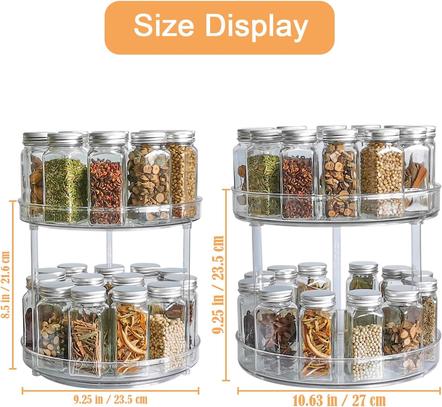 2 Tier Lazy Susan Turntable Organizer Spice Rack Makeup Organizer