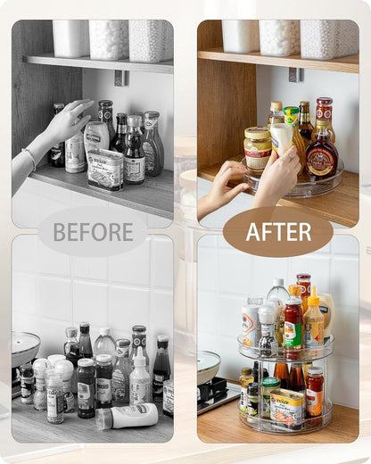 2 Tier Lazy Susan Turntable Organizer Spice Rack Makeup Organizer