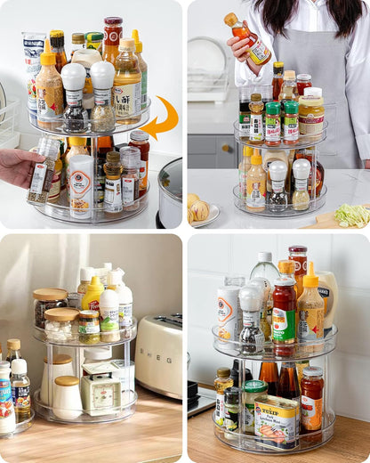 2 Tier Lazy Susan Turntable Organizer Spice Rack Makeup Organizer