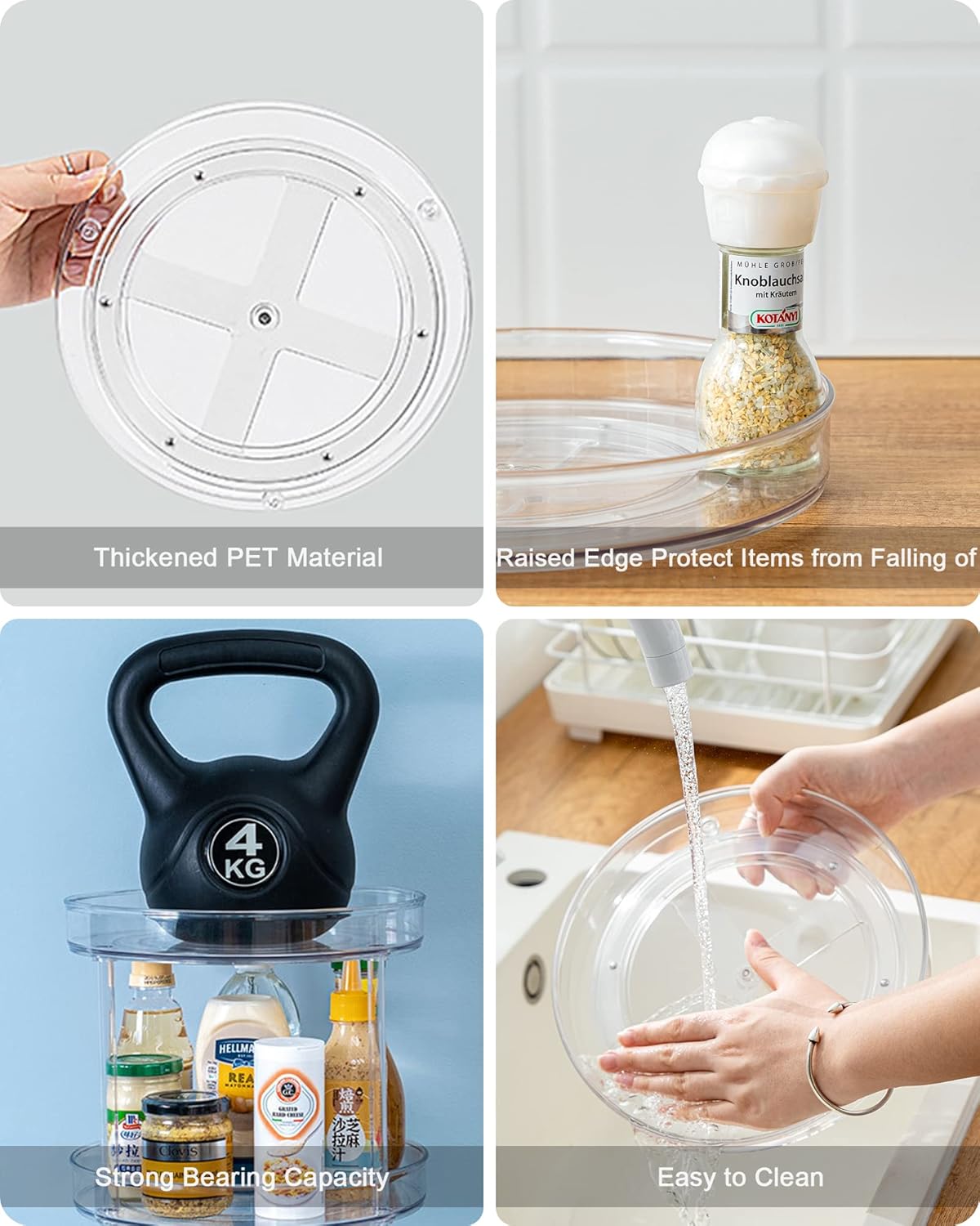 2 Tier Lazy Susan Turntable Organizer Spice Rack Makeup Organizer