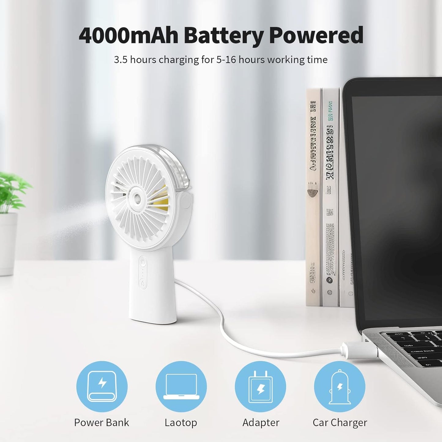 Portable Misting Fan 4000mAh Power Bank