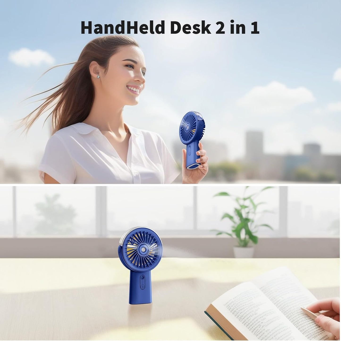 Portable Misting Fan 4000mAh Rechargeable Handheld Fan