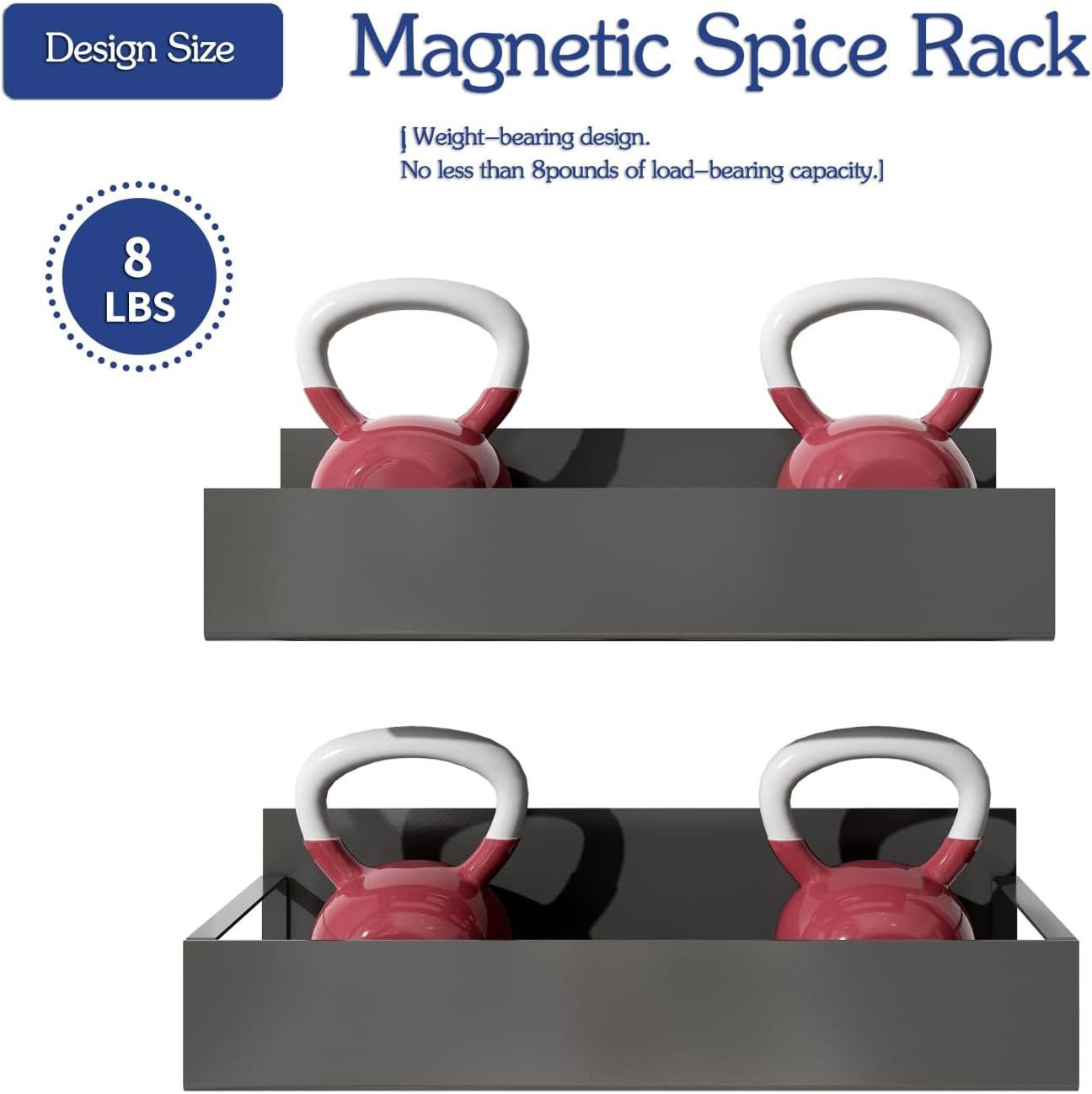 2 Pack Magnetic Spice Rack Organizer for Refrigerator