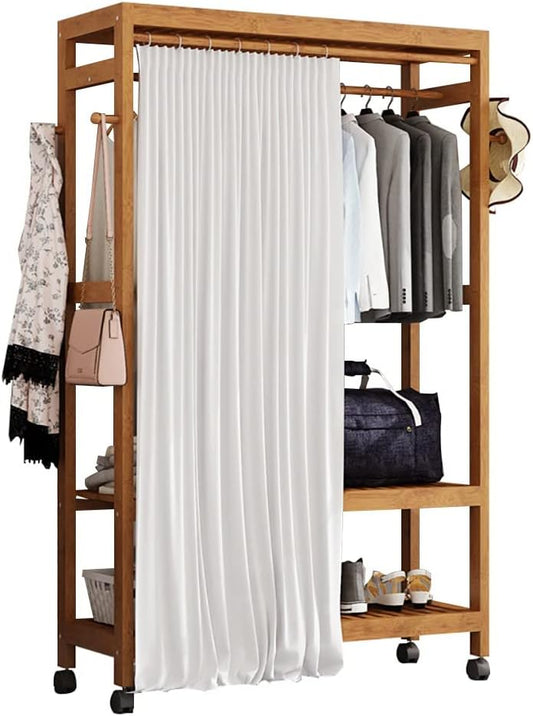 Wooden Coat Rack on Wheels 100cm