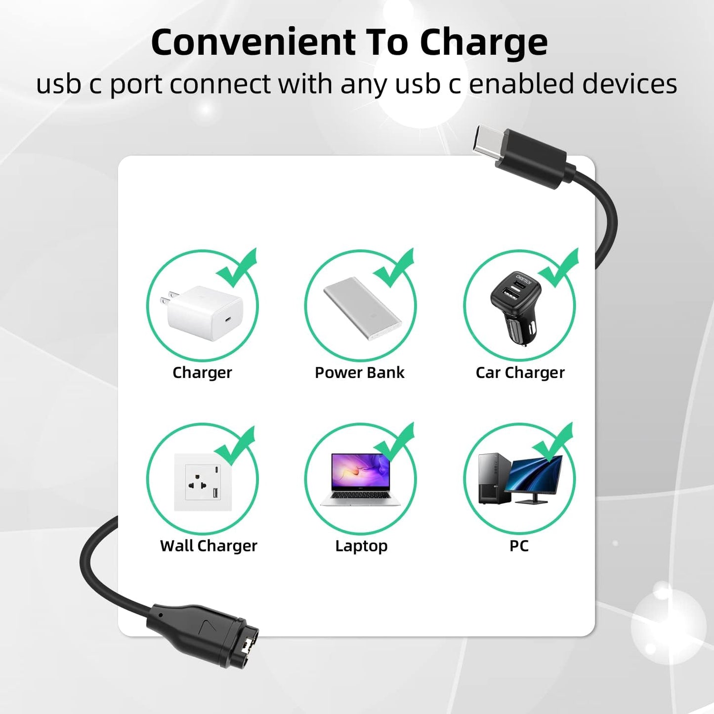 USB C Garmin Watch Charger Cable