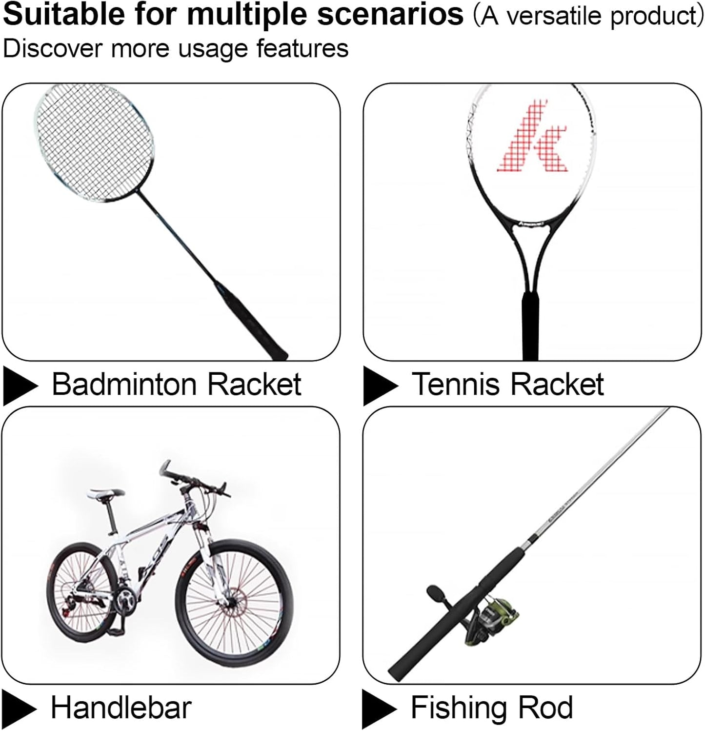 4Pcs Tennis Racket Grip Tapes black