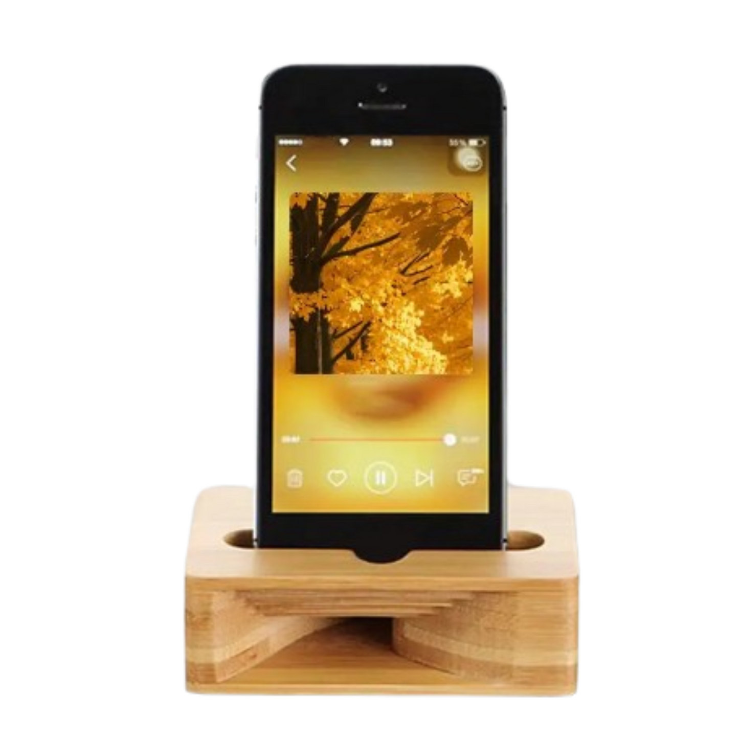 Wooden Phone Stand with Passive Speaker Amplifier