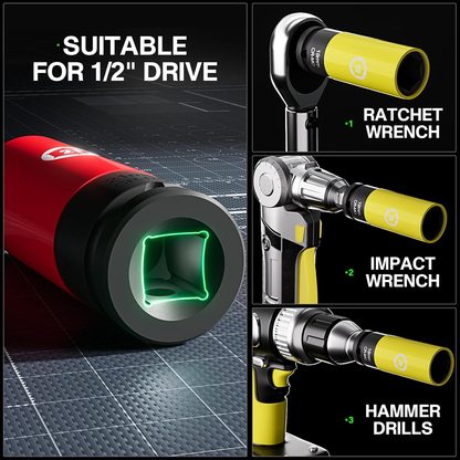 5pcs Half Size Lug Nut Socket Set, Wheel Protector Impact Deep Socket