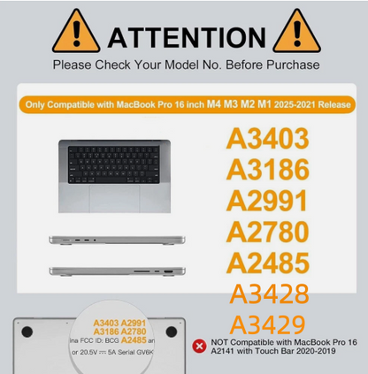 For MacBook Pro 16.2 inch Case Cover M4 M3 M2 A2485/A2780/A2991/A3403/A3186/A3428/A3429 2025 Clear