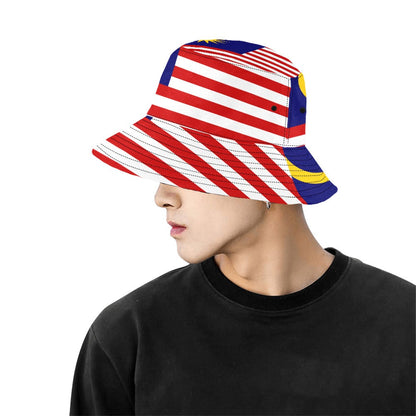 Stylish Men's Malaysia Flag Print Bucket Hat - Comfortable Chino Cotton Twill