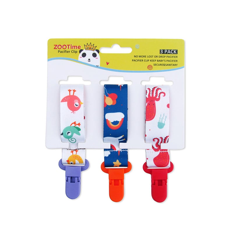 Cartoon Pattern Baby Pacifier Teether - Pack of 3