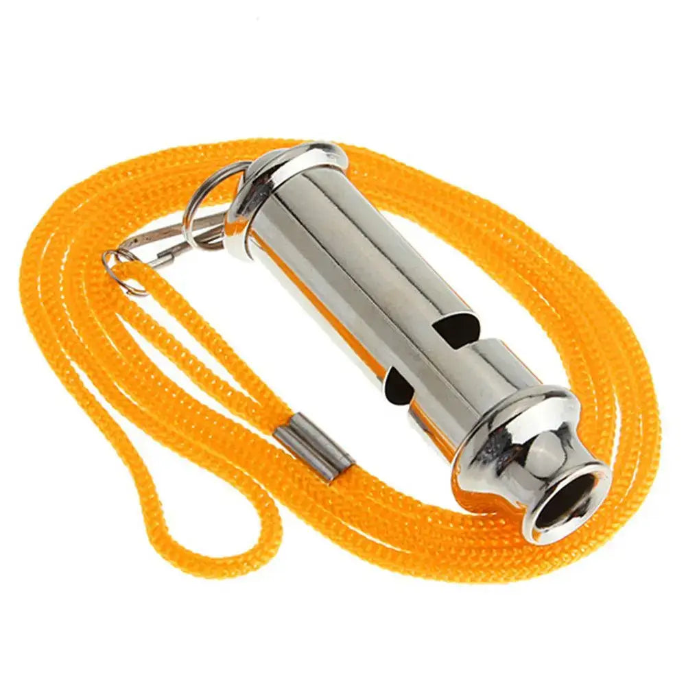 Stainless Steel Metal Whistle with Lanyard