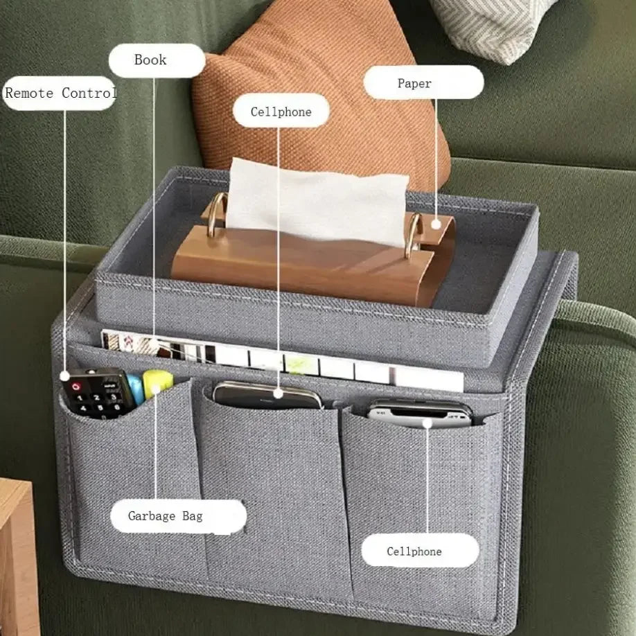 Sofa Armrest Organizer with Cup Holder & Storage Pockets