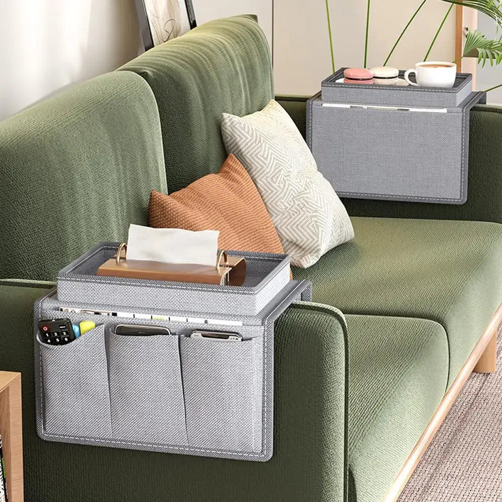 Sofa Armrest Organizer with Cup Holder & Storage Pockets