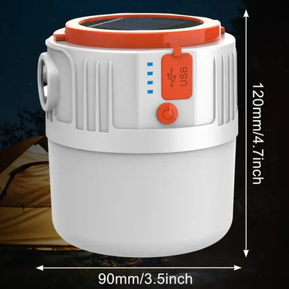 Solar LED Camping Lantern with Rechargeable Battery & Phone Charging