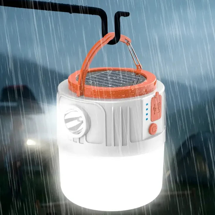Solar LED Camping Lantern with Rechargeable Battery & Phone Charging